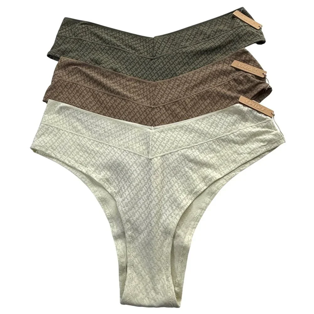 SKIMS Logo Mesh Boy Short Lot of 3 Bone Desert Olive 3X‎